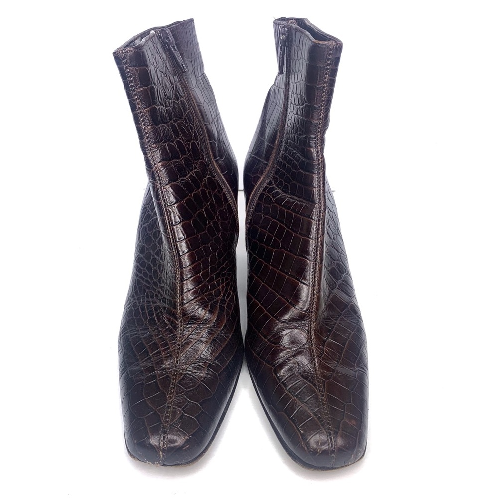 Talbots Embossed Leather Crocodile Snakeskin Ankle Boots